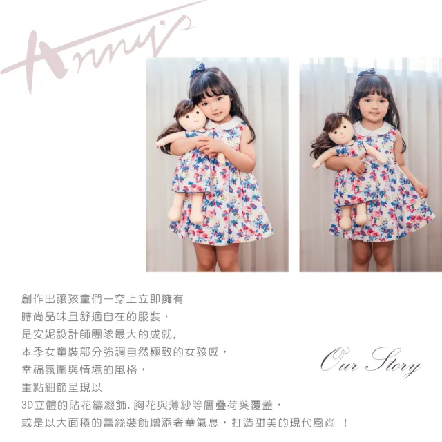 【ANNY’S 安妮公主】古典玫瑰園小圓領拼接春夏款純棉無袖洋裝(2152水藍)