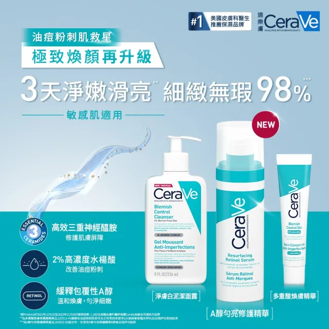 【CeraVe 適樂膚】全新上市抗痘神器★A醇勻亮修護精華 30ml(抗痘)