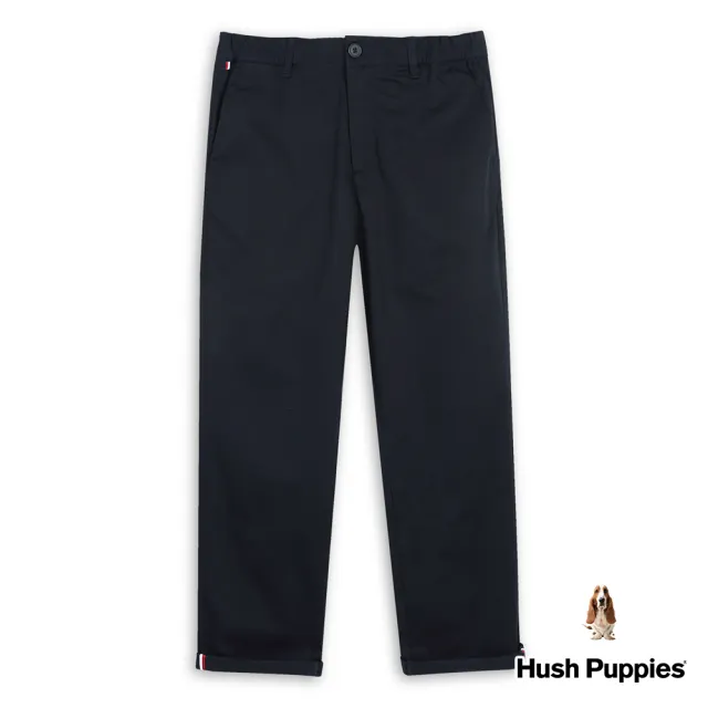 【Hush Puppies】男裝 長褲 素色腰鬆緊彈力錐形休閒長褲(丈青 / 43121103)