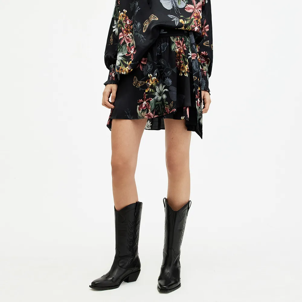 【ALLSAINTS】SANIBEL 人造絲仙人掌花卉印花短裙 WS512Z(舒適版型)