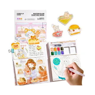 【Mirola Kids】便攜式水彩繪畫本套組-甜點公主(附顏料畫筆、著色套件)