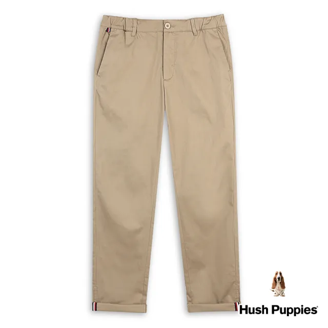 【Hush Puppies】男裝 長褲 素色腰鬆緊彈力錐形休閒長褲(淺咖啡 / 43121103)