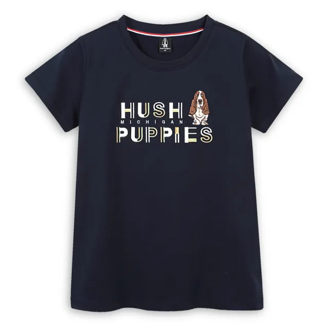 【Hush Puppies】男女裝 T恤 簡約配色造型品牌英文刺繡狗寬版T恤(男女款任選)