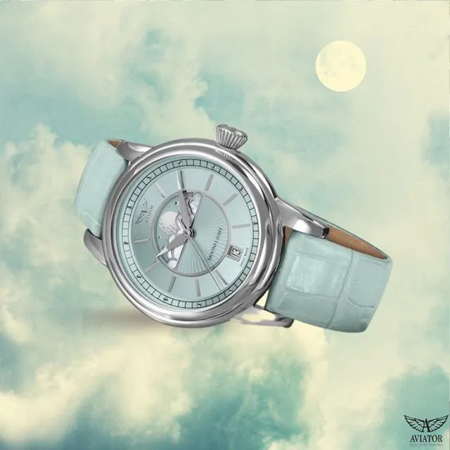 瑞士 AVIATOR DOUGLAS MOONFLIGHT 月相顯示時尚腕錶(V13302614)