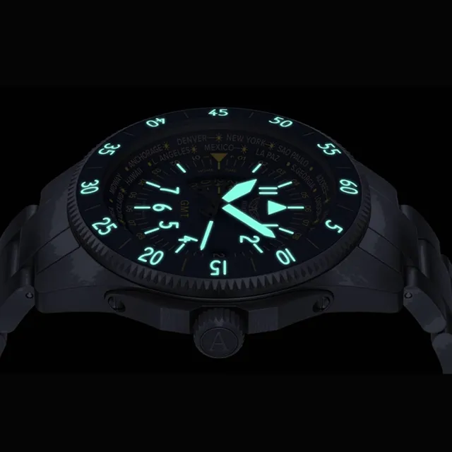AVIATOR 飛行員 AIRACOBRA GMT 飛行員 腕錶 男錶 手錶(藍色-V13703045)