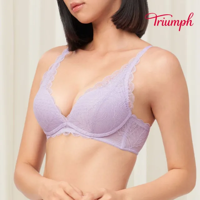 【Triumph 黛安芬】澎澎氣墊系列 托高V型無鋼圈內衣 A-D(紫藍)