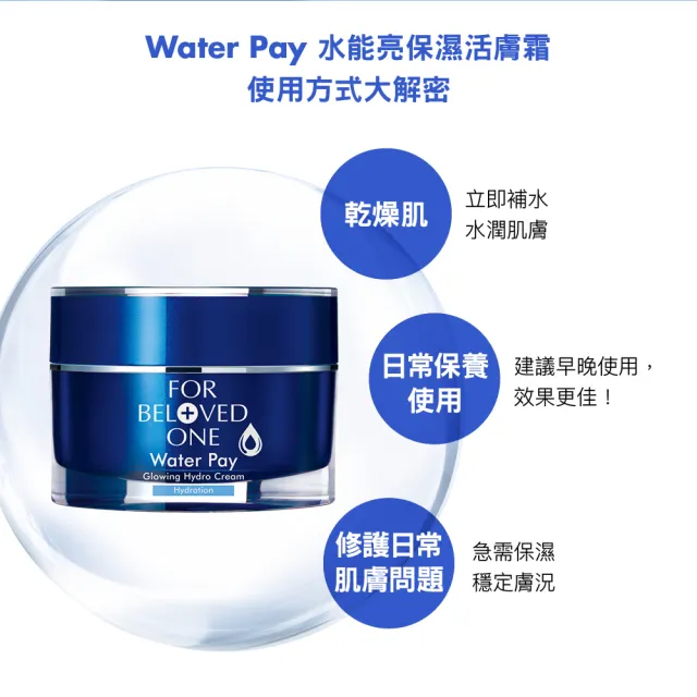 【For Beloved One 寵愛之名】Water Pay 水能亮保濕霜30ml 買一送一(清爽不黏膩/高效鎖水/水亮柔嫩)