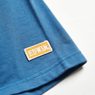 【EDWIN】男裝 橘標 大寬版拱型LOGO短袖T恤(灰藍色)