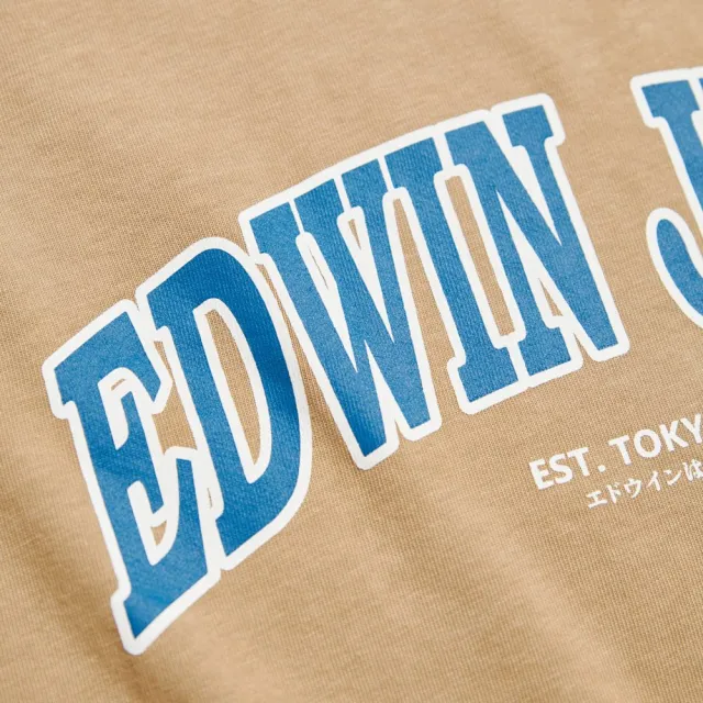 【EDWIN】男裝 橘標 大寬版拱型LOGO短袖T恤(淺卡其)