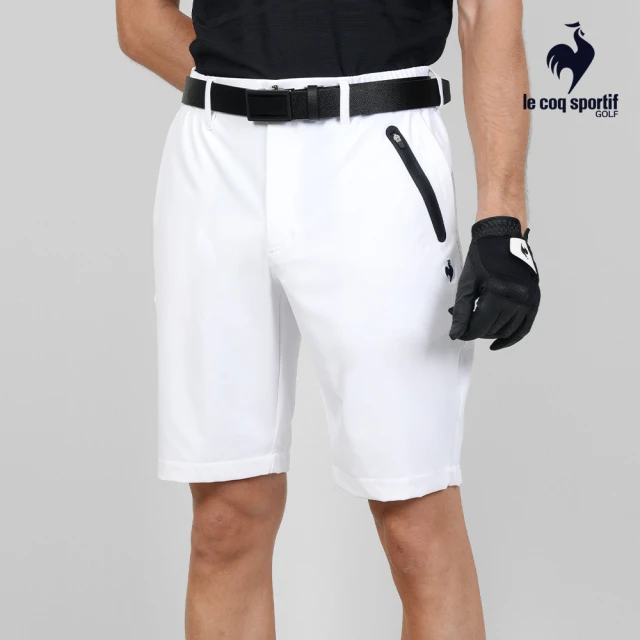 LE COQ SPORTIF 公雞 高爾夫系列 男款白色簡約百搭高機能防曬運動短褲 QGT8J951