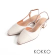 【KOKKO 集團】心機側裸空微寬楦後繫帶包鞋(白色)