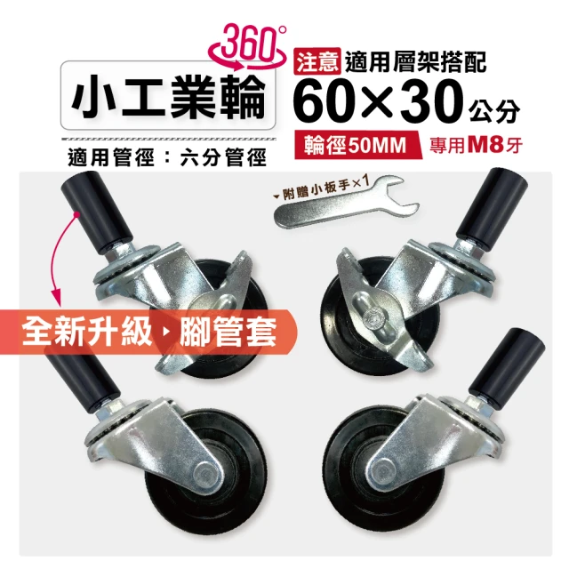 KIWISH 奇意生活館 鐵架配件50MM工業輪1組-含2活動2剎車輪(43X28、46X40、60X30鐵架適用/6分管/輪子)