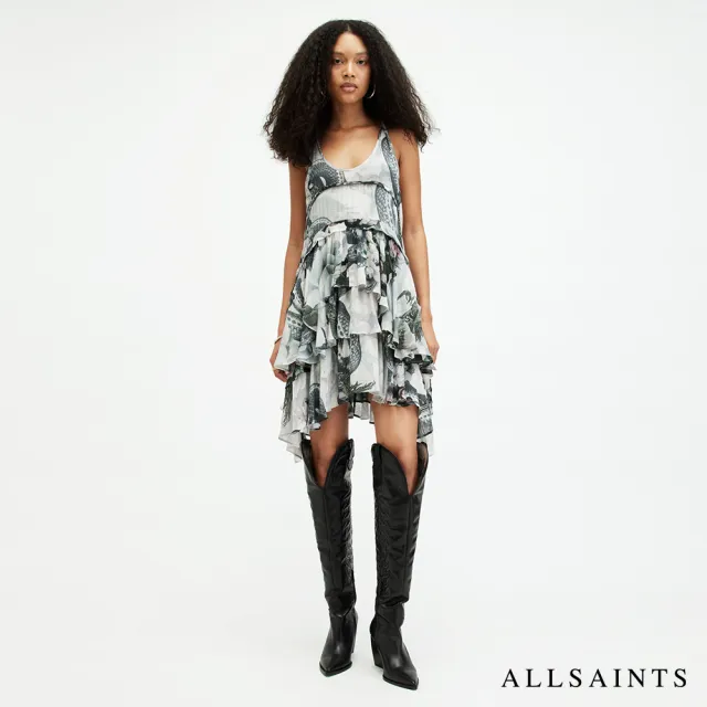 【ALLSAINTS】VALLEY 人造絲花卉骷髏印花背心洋裝 WD540Z(舒適版型)