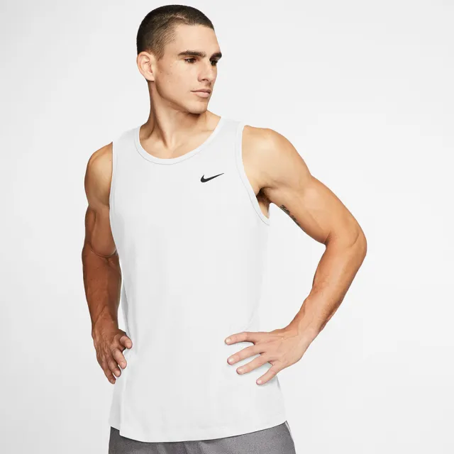 【NIKE 耐吉】AS M NK DF TANK DFC SOLID 白 健身 男款 運動背心 慢跑(AR6070-100 ∞)