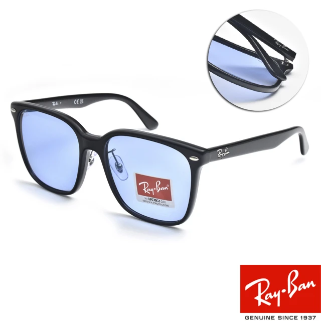 RayBan 雷朋 大方框太陽眼鏡 成毅同款(黑 透藍鏡片#RB2206D 90172-57mm)