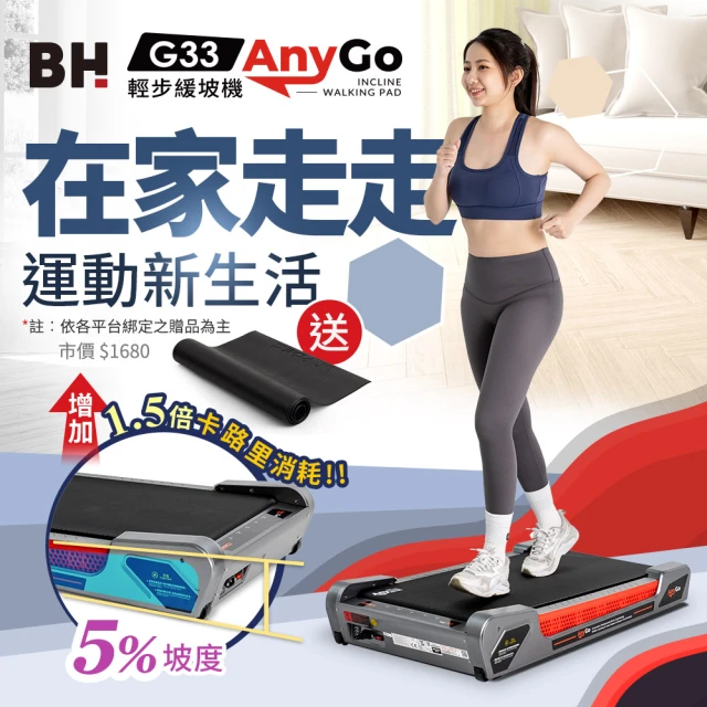【BH】G33 Any Go輕步緩坡機(坡坡機/平板跑步機/健走機/慢走機/超慢跑/走步機/走路機)
