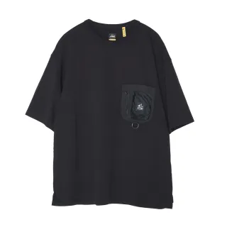 【5th STREET】男裝胸前口袋寬版短袖T恤-黑色(山形系列)