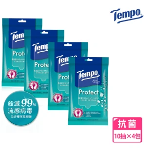 【TEMPO】倍護清爽潔膚抗菌濕巾(10抽×4包/組)