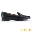 【ORIN】造型馬銜釦真皮樂福平底鞋(黑色)