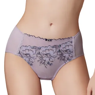 【Swear 思薇爾】仲夏玫瑰系列M-XXL蕾絲刺繡中腰三角女內褲(夏朵紫)