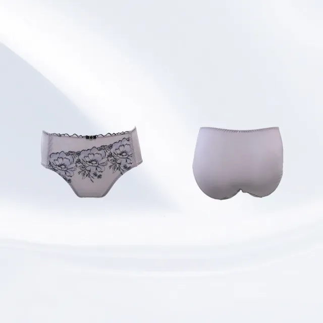 【Swear 思薇爾】仲夏玫瑰系列M-XXL蕾絲刺繡中腰三角女內褲(夏朵紫)
