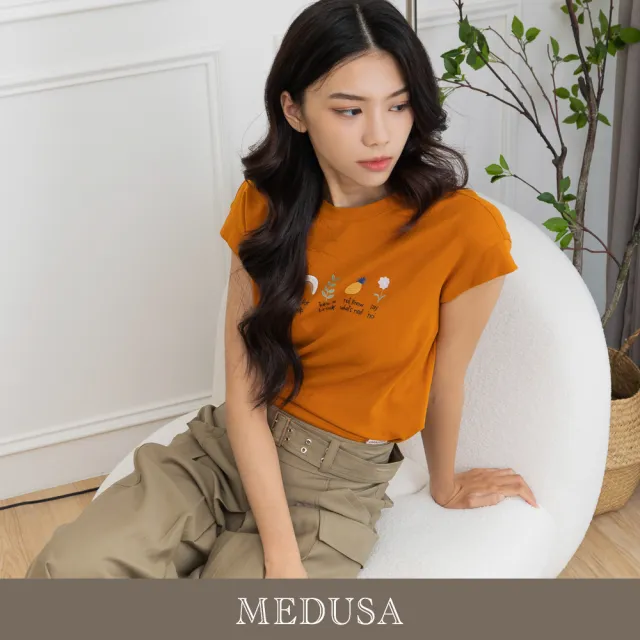 【MEDUSA 曼度莎】現貨-可愛花朵鳳梨 超顯瘦T恤 - 2色（M-XL）｜女休閒上衣 短袖上衣(305-50301)