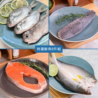 【巧食家】特選鮮魚8件組(鱸魚片/鮭魚/午仔魚/肉質魚)