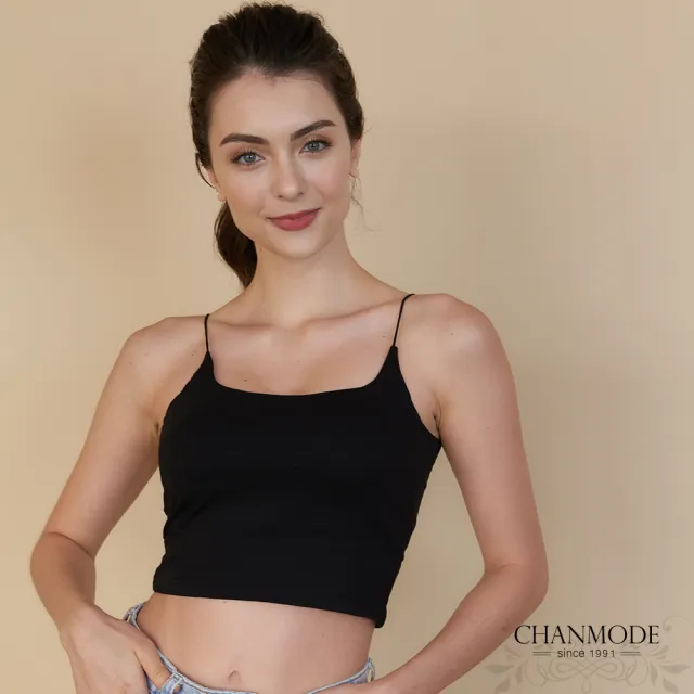 【CHANMODE 香茉】2件組-細肩帶U型美背貼合固定乳膠內衣式背心(BRA TOP)