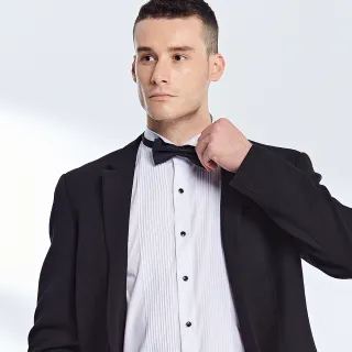 【MONTAGUT 夢特嬌】冬日優惠 領結襯衫 胸前打摺 黑釦銀邊 混紡免燙 白色 839601-01(長袖襯衫)