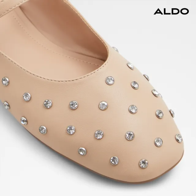 【ALDO】MARYLINA-真皮水鑽設計瑪莉珍平底鞋-女鞋(粉膚色)