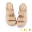 【ORIN】簡約寬帶膨感羊皮厚底拖鞋(淺棕)