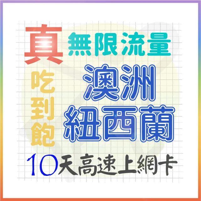 【AOTEX 奧特克斯】10天澳洲上網卡紐西蘭上網卡真無限高速流量吃到飽(手機卡SIM卡網路卡預付卡)