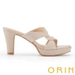 【ORIN】真皮曲線設計高跟涼拖鞋(裸色)