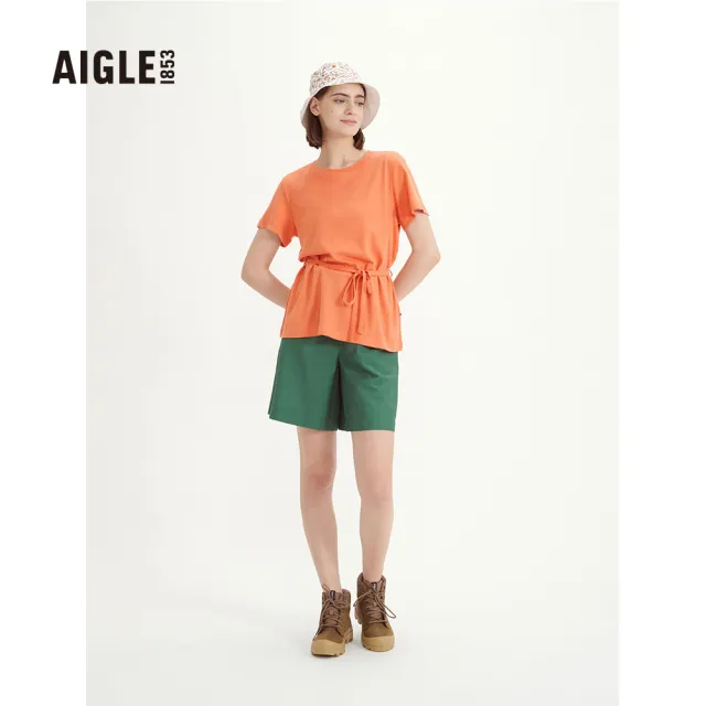 【AIGLE】優惠商品 女T恤AG-3P220A248 杏桃橘(抗UV短袖 T恤 女裝)