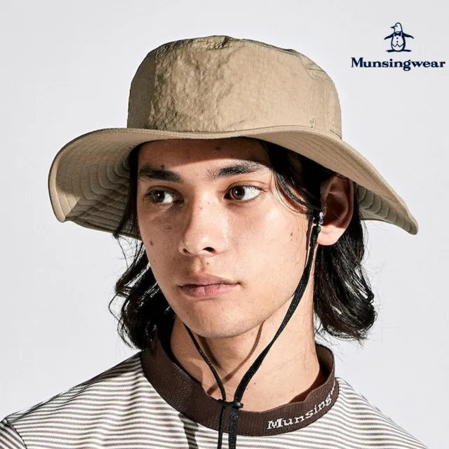 【Munsingwear】企鵝牌 卡其色尼龍防潑水防曬百搭可調節漁夫帽 MGTJ0C72