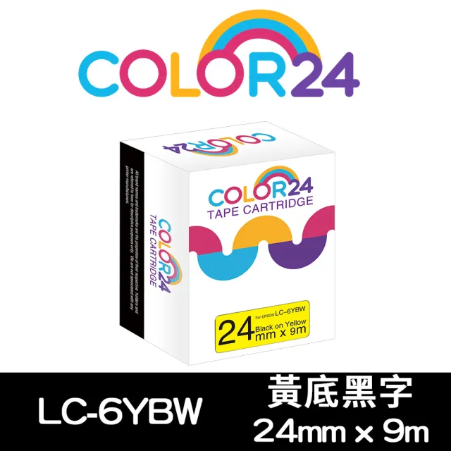 【Color24】LC-6YBW / LK-6YBW 高黏性 黃底黑字 副廠 相容標籤帶_寬度24mm(適用 LW-C610/LW-600P)