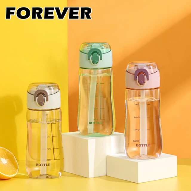 日本FOREVER 開蓋式吸管攜帶式外出運動水壺570ML(買一送一)