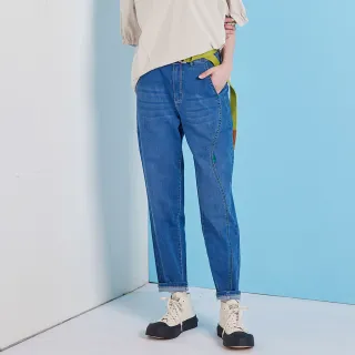 【gozo】小膠標波浪曲線修身牛仔褲(兩色)