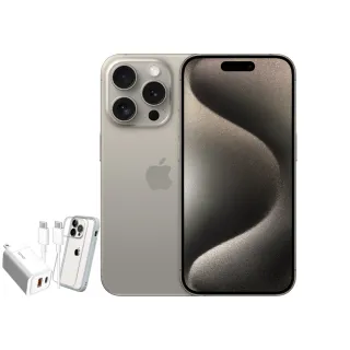 【Apple】鈦色限定優惠iPhone 15 Pro(256G/6.1吋)(33W閃充+犀牛盾耐衝殼組)