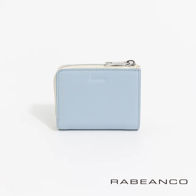 RABEANCORABEANCO 歐系經典單拉鍊短夾(粉藍)