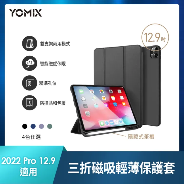 【Apple】S級福利品 iPad Pro 第5代 12.9吋/WiFi/256G(Apple Pencil ll+三折筆槽皮套+鋼化保貼組)