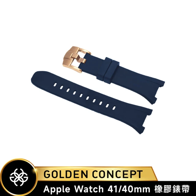 Golden Concept Apple Watch 40/41mm 橡膠錶帶 ST-41-RB 藍橡膠/玫瑰金扣環