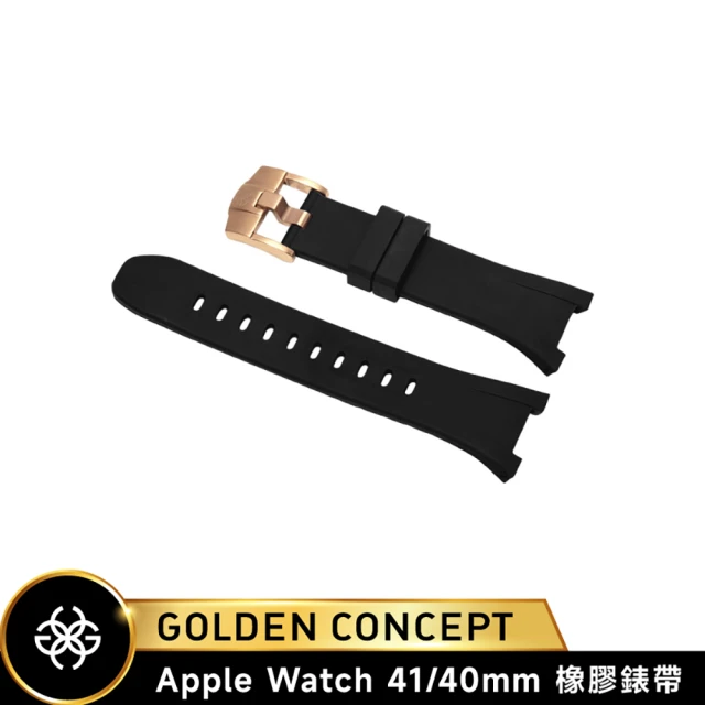 Golden Concept Apple Watch 40/41mm 橡膠錶帶 ST-41-RB 黑橡膠/玫瑰金扣環