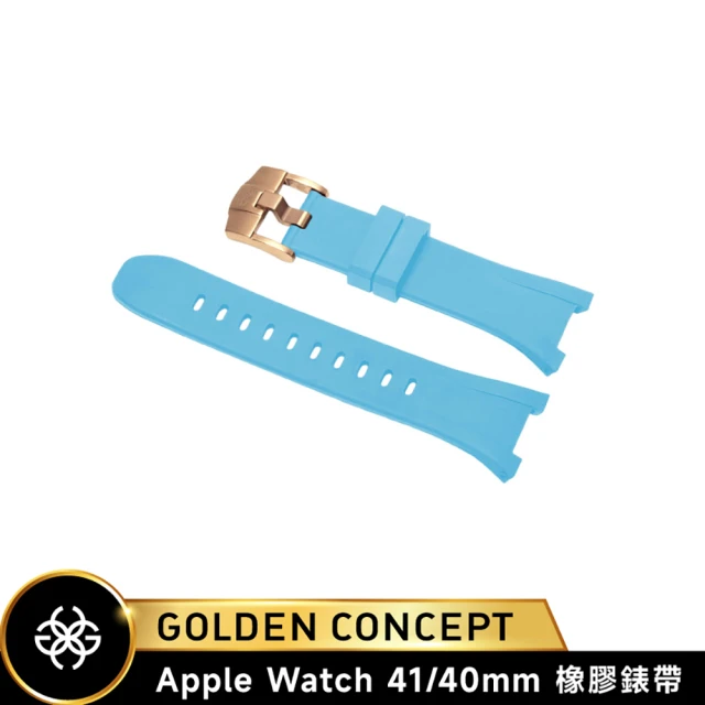 Golden Concept Apple Watch 40/41mm 橡膠錶帶 ST-41-RB 天藍橡膠/玫瑰金扣環