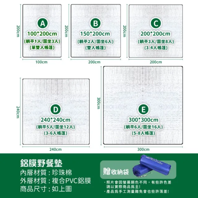 雙面防潮鋁箔墊(防潮鋁箔墊 防潮地墊 鋁箔地墊 露營地墊)