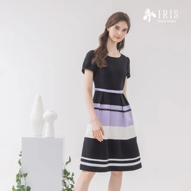 【IRIS 艾莉詩】線條感撞色拼接洋裝-2色(42643)