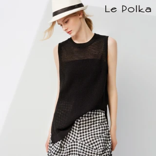 【Le Polka】鏤空粗針針織背心-女