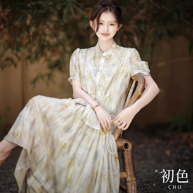 巴黎精品 中式套裝兩件式裙裝(中國風復古感馬面裙漢服女裝v1