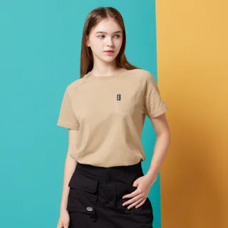 【JEEP】女裝 跳色假口袋拉克蘭短袖T恤(卡其)