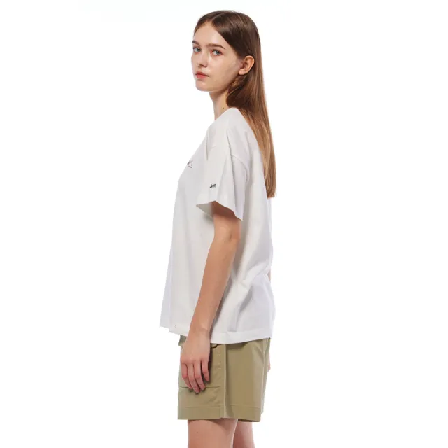 【JEEP】女裝 不對稱剪裁純棉短袖T恤(白色)